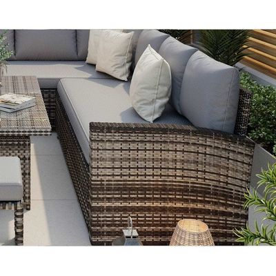 AJUNION Meubles de jardin en rotin en PE avec table à manger montante L96xW49xH35cm