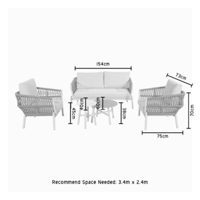 Emballage du courrier cadre en aluminium moderne meubles de jardin câble tissage salon extérieur ensemble de canapé