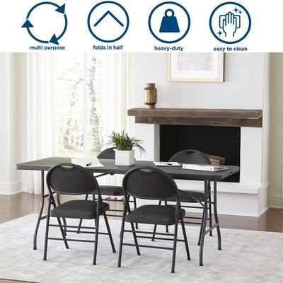 Table pliante en plastique noire de 6 pieds moulée pour banquet extérieur intérieur pique-nique cadre en fer