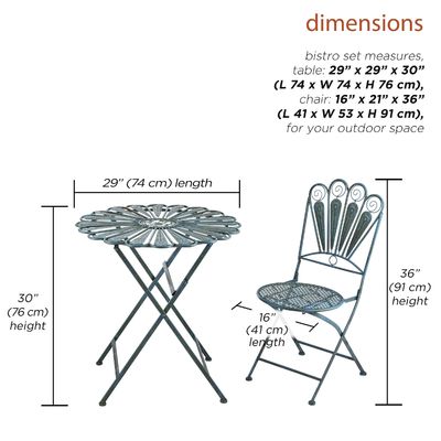 Table et chaise pliables, ensemble de patio, ensemble de bistrot inspiré du paon, pour tout rassemblement
