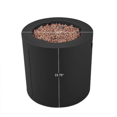 24"L x 24"W x 23,5"H AJUNION Ronde en acier gaz propane foyer pour extérieur sans fumée