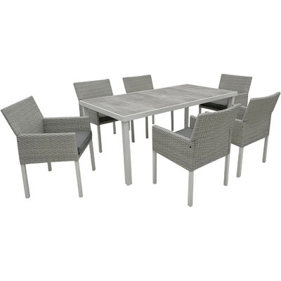 Emballage du courrier Y 7 pièces Meubles de jardin Table et chaises ensemble avec PE Wicker Rattan