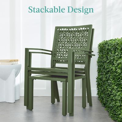 Meubles d'extérieur AJUNION Moderne en acier KD cadre de jardin ensemble chaise empilable ensemble de bistro