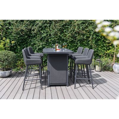 Ensemble de bar extérieur de luxe Meubles en aluminium Meubles de jardin Ensemble de salle à manger avec foyer 87kg
