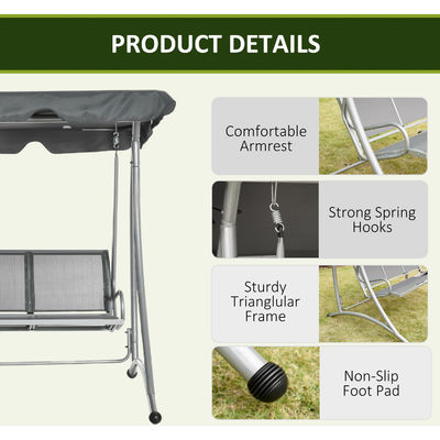 190L x 130W x 172H cm banc de hamac de jardin balancer avec un auvent réglable par AJUNION