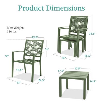 Meubles d'extérieur AJUNION Moderne en acier KD cadre de jardin ensemble chaise empilable ensemble de bistro