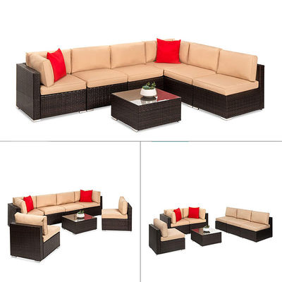 Hôtel extérieur intérieur patio jardin balcon piscine plage tissé en PE Wicker Rattan Lounge Sofa modulaire sectionnel
