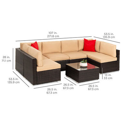 Hôtel extérieur intérieur patio jardin balcon piscine plage tissé en PE Wicker Rattan Lounge Sofa modulaire sectionnel