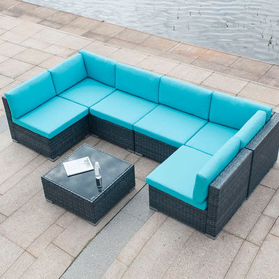 Hôtel extérieur intérieur patio jardin balcon piscine plage tissé en PE Wicker Rattan Lounge Sofa modulaire sectionnel