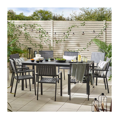 Villa patio ensemble de salle à manger AJUNION 8 sièges table et chaises extérieures avec cadre en aluminium