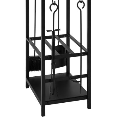 2 niveaux rangement de bois de chauffage W46 x D30 x H75cm Porteur de bûcher de cheminée avec cheminée et 4 outils