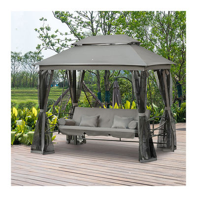 Métal AJUNION Outdoor patio Lit de jour 3 en 1 Canopy Gazebo Chaise balançante Jardin hamac avec filet à moustiques