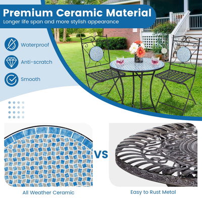 Améliorez votre décor extérieur avec AJUNION Bistro toutes conditions météorologiques Taille de table Dia24 " x H28