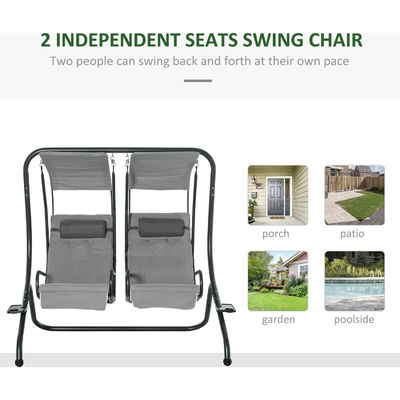 Facilities de loisirs sur le patio AJUNION 2 sièges fauteuil suspendu en plein air avec baldaquin 37kg