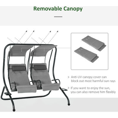Facilities de loisirs sur le patio AJUNION 2 sièges fauteuil suspendu en plein air avec baldaquin 37kg