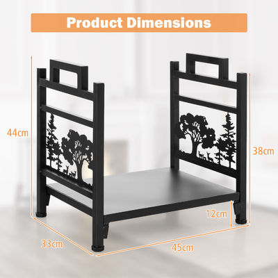 Étagère de bois de chauffage métallique durable pour le stockage de bûches de cheminée décorative W33 x D45 x H44cm