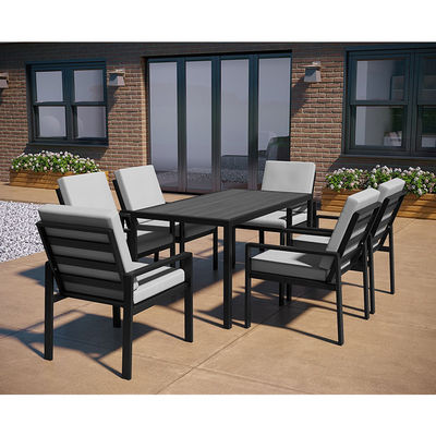 Table à manger extérieure L150xW90xH73cm avec plateau en HDPE et cadre métallique