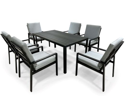 Table à manger extérieure L150xW90xH73cm avec plateau en HDPE et cadre métallique