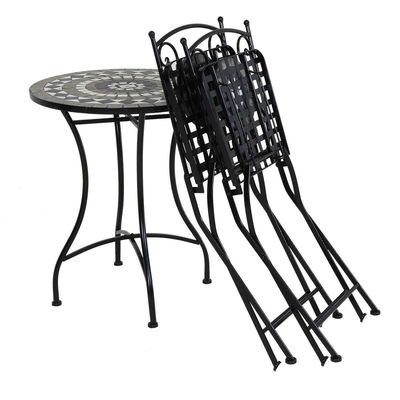 Résistant de fer de jardin balcon Bistro ensemble avec style de conception moderne et revêtement de carreaux en céramique