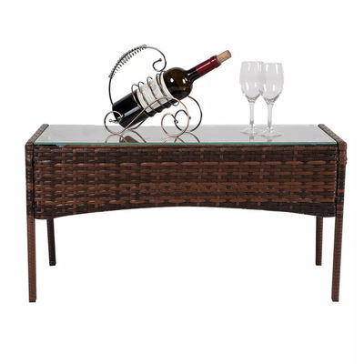 Ensemble extérieur patio jardin cour de quatre pièces en plastique rotin Wicker canapés chaise table
