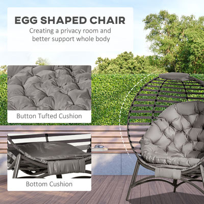 Améliorez votre patio avec AJUNION Chaise à œufs à 2 places cadre en acier pliable design moderne