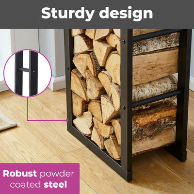 Étagère de stockage de bois de chauffage en acier solide pour intérieur et extérieur de grande taille W40x D25 x H150cm