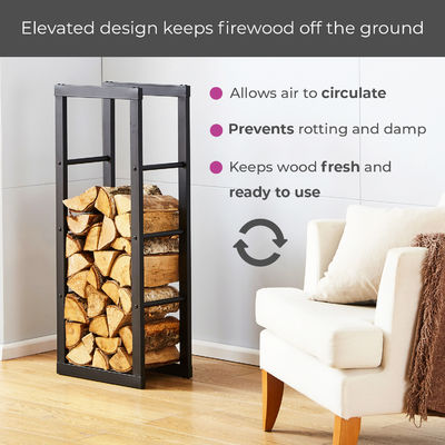 Étagère de stockage de bois de chauffage en acier solide pour intérieur et extérieur de grande taille W40x D25 x H150cm
