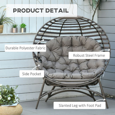 Améliorez votre patio avec AJUNION Chaise à œufs à 2 places cadre en acier pliable design moderne
