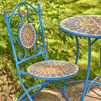 Iron Crafts Mosaïque Bistro Set 3 pièces Balcon ensemble avec table et chaise pliable par AJUNION