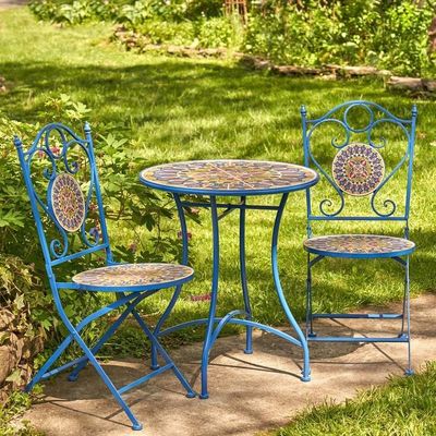 Iron Crafts Mosaïque Bistro Set 3 pièces Balcon ensemble avec table et chaise pliable par AJUNION