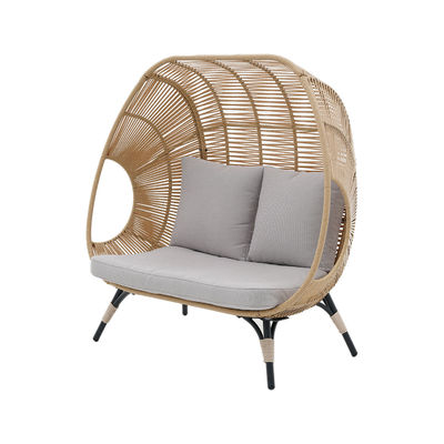 Chaise d'oeuf debout à double siège confortable en extérieur en rotin PE et cadre en acier
