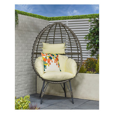 Chaise d'oeuf en rotin en PE extérieur avec coussin Profitez de votre espace extérieur dans le confort