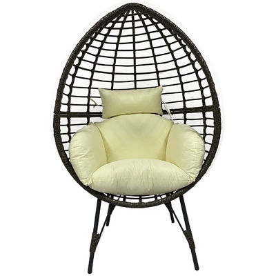 Chaise d'oeuf en rotin en PE extérieur avec coussin Profitez de votre espace extérieur dans le confort