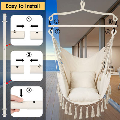 127*122*2,5cm Jardin extérieur Camping Patio Pléable Portable Enfants en coton Corde suspendue Balancer Chaise hamac