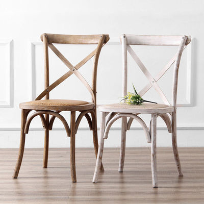 Chaise de jardin Hôtel Dining en bois extérieur Chaise à dos croisé pour les mariages Fêtes de banquet Événements