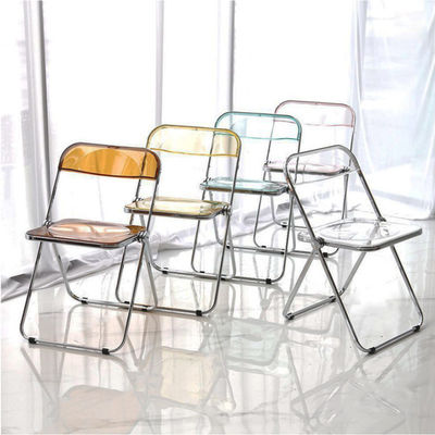 Cadre métallique en acier Chaises pliantes en acrylique transparente pour mariage Banquet Jardin de restaurant