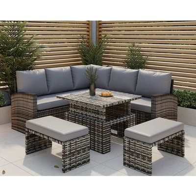 Améliorez votre patio avec AJUNION Meubles de jardin canapé en rotin et table réglable
