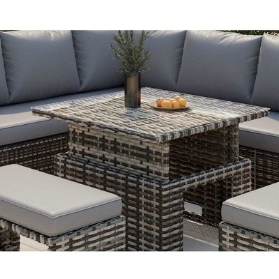 Améliorez votre patio avec AJUNION Meubles de jardin canapé en rotin et table réglable