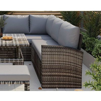 Améliorez votre patio avec AJUNION Meubles de jardin canapé en rotin et table réglable