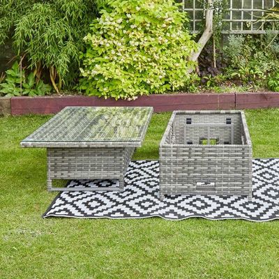 Ensemble de meubles de jardin tissés en rotin à 9 places avec design moderne et table réglable
