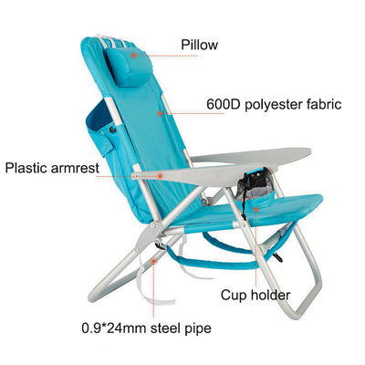 Chaise de plage pliante en aluminium extérieur avec sac de rangement et style de conception traditionnel
