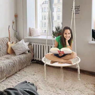 Chaise swing métallique de camping pour jardin intérieur en extérieur avec corde de coton et design pliable