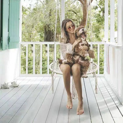 Chaise swing métallique de camping pour jardin intérieur en extérieur avec corde de coton et design pliable