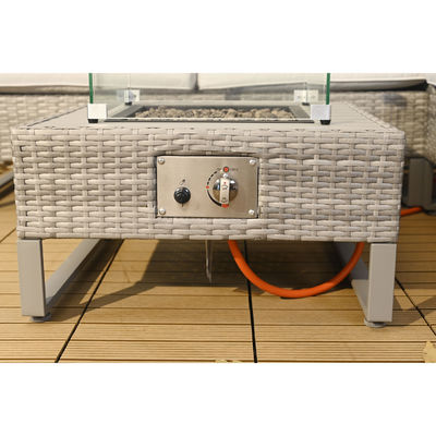 Couchette sectionnelle en rotin en extérieur avec table de foyer et boîte de rangement AJUNION 4 places