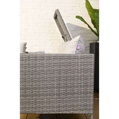 Couchette sectionnelle en rotin en extérieur avec table de foyer et boîte de rangement AJUNION 4 places