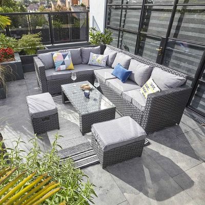 Ensemble de jardin AJUNION 8 sièges mobilier extérieur coin de rotin salon canapé ensemble pour la cour arrière