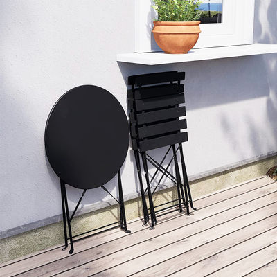 Table et chaises pliantes en acier à 3 pièces parfaites pour le balcon ou le jardin extérieur