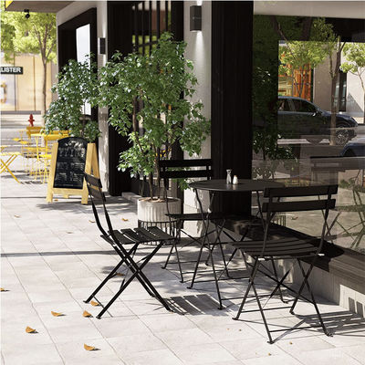 Table et chaises pliantes en acier à 3 pièces parfaites pour le balcon ou le jardin extérieur