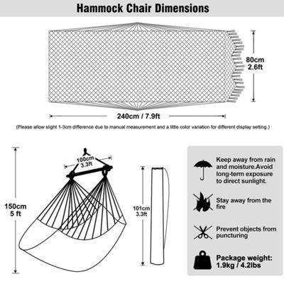 Chaise suspendue à la corde de coton portable en plein air avec support en bois