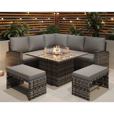 L96xW49xH35cm Taille du banc Salon d'angle sectionnel moderne Meubles de patio avec foyer
